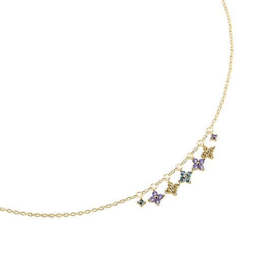 Collier Agatha Beloved Argent Doré Pampilles Oxydes Multicolores