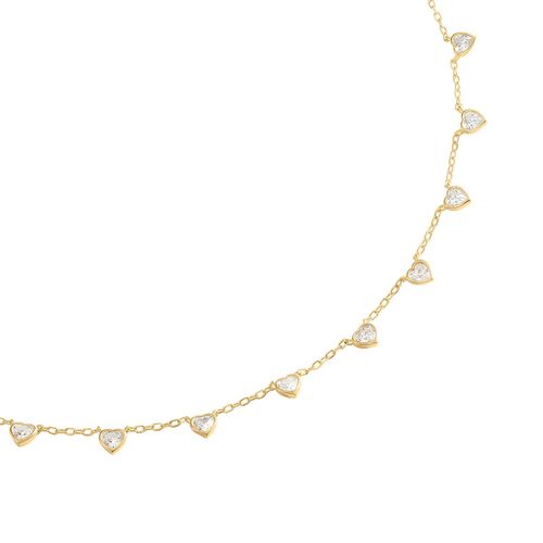 Collier Agatha Adorée Argent Doré Coeurs Oxydes