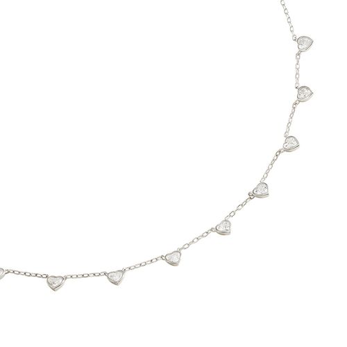 Collier Agatha Adorée Argent Rhodié Coeurs Oxydes