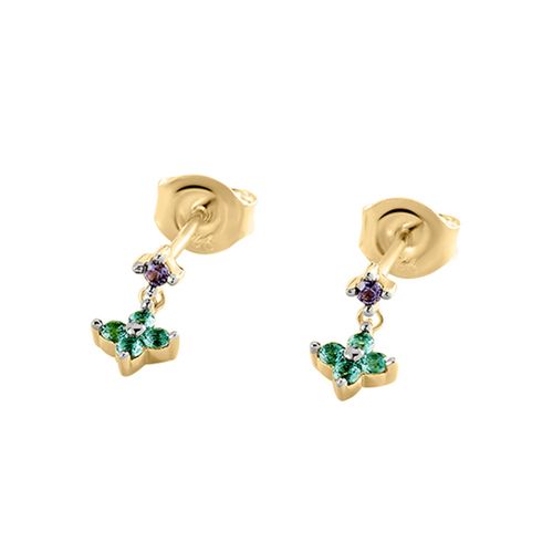 Boucles D'oreilles Agatha Beloved 2 Motifs Argent_X000d_ Doré Oxydes Verts