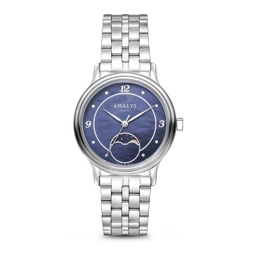 Montre Femme Amalys Acier Blanc Et Fond Nacré Modèle Luna