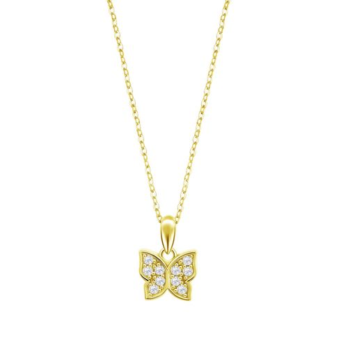 Collier Lotus Silver Papillon Argent Doré Oxydes