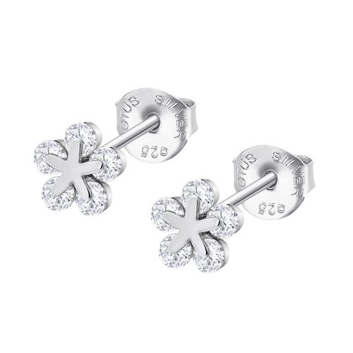 Boucles D'oreilles Lotus Silver Étoiles Oxydes