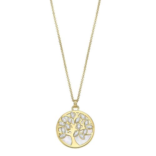 Collier Arbre De Vie Argent Doré Nacre Lotus Silver