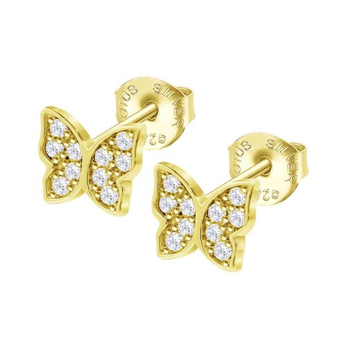Boucles D'oreilles Lotus Silver Papillon Argent Doré Oxydes