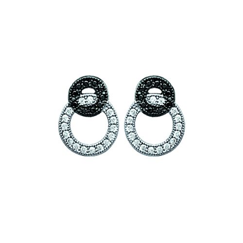 Boucles D'oreilles Brillaxis Argent Black Et White