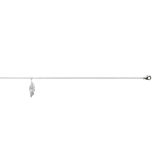 Chaîne De Cheville Brillaxis Plume Argent Rhodié