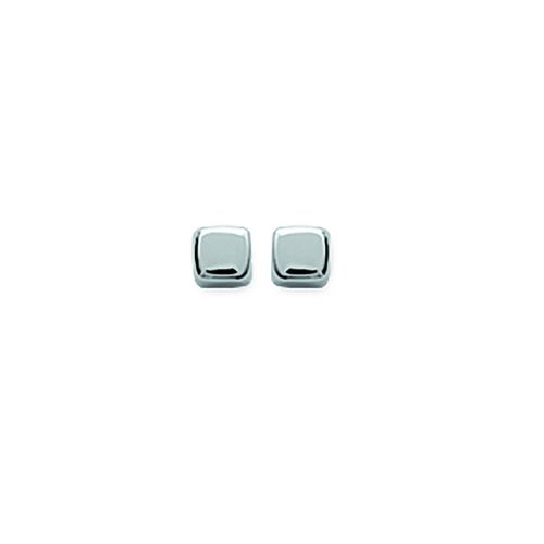 Boucles D'oreilles Brillaxis Puces Carrées Argent Rhodié