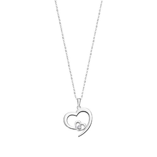 Collier Lotus Silver Coeur Pierre Blanche
