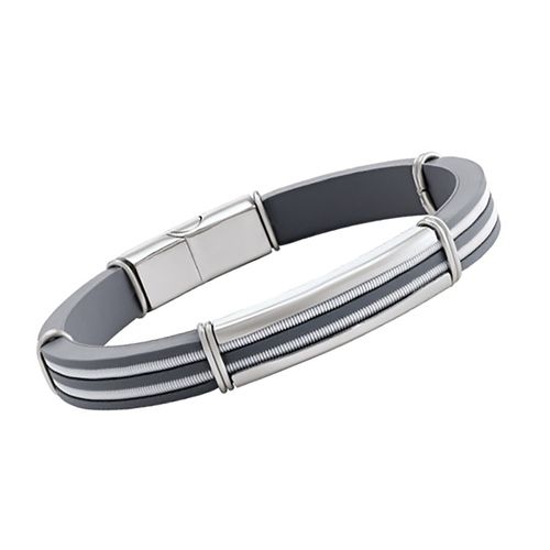 Bracelet Jourdan Rowann Acier Caoutchouc Gris