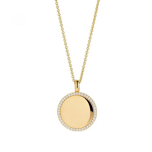Collier Sif Jakobs Follina Grande Medaille À Graver Sertie Oxydes
