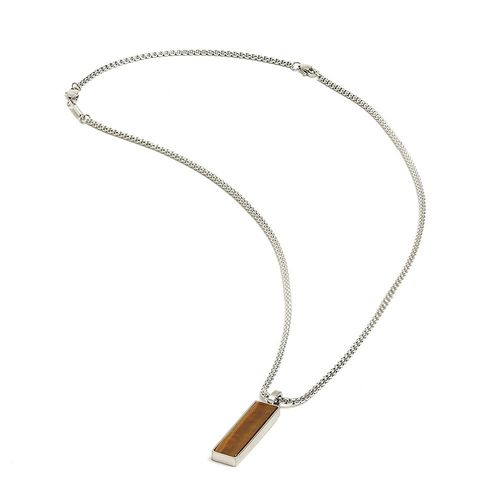 Collier Homme Gemini Galli Acier Et Oeil De Tigre