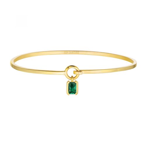 Bracelet Sif Jakobs Roccanova Argent Palqué Or Pampille Oxyde De Zirconium Vert