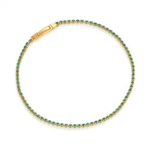 Bracelet Sif Jakobs Ellera Argent Plaqué Or Oxydes De Zirconium Verts 18 Cm