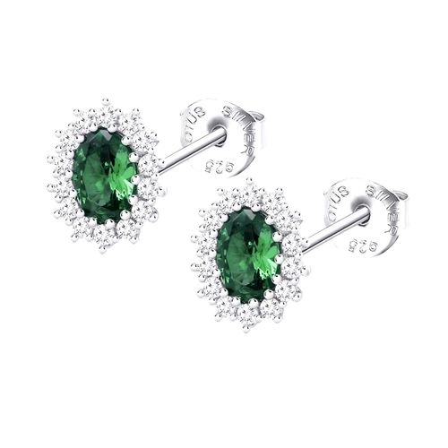 Clous D'oreille Lotus Silver Marquise Vert