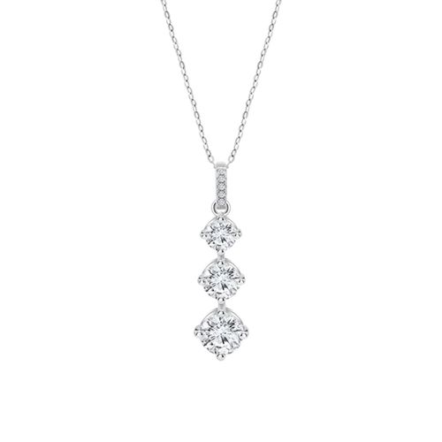 Collier Lotus Silver Triple Oxyde Blanc