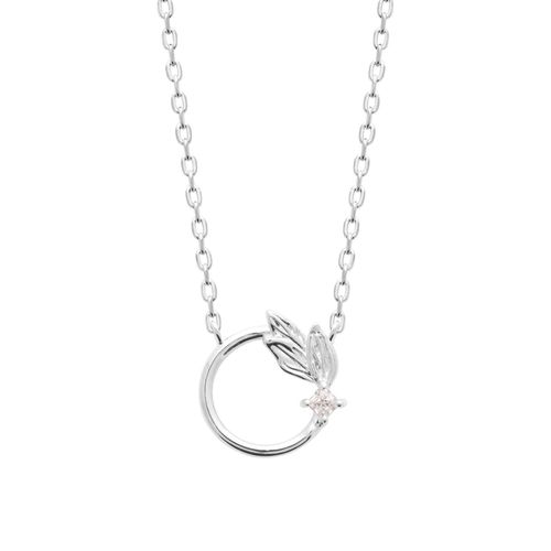 Collier Brillaxis Argent Feuille Oxyde