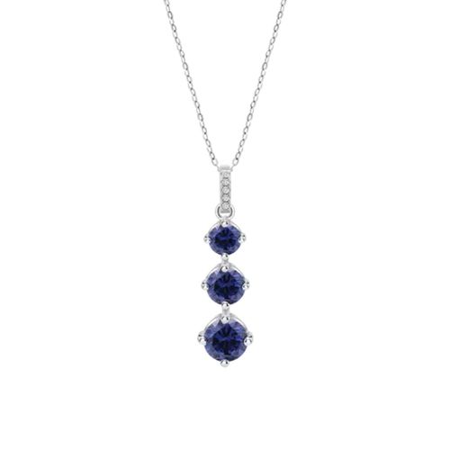 Collier Lotus Silver Triple Oxyde Bleu