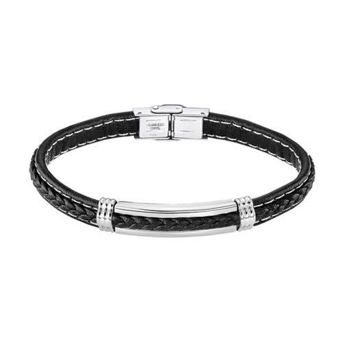 Bracelet Homme Lotus Style Cuir Et Acier