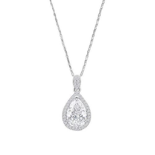 Collier Lotus Silver Oxyde Poire Blanc