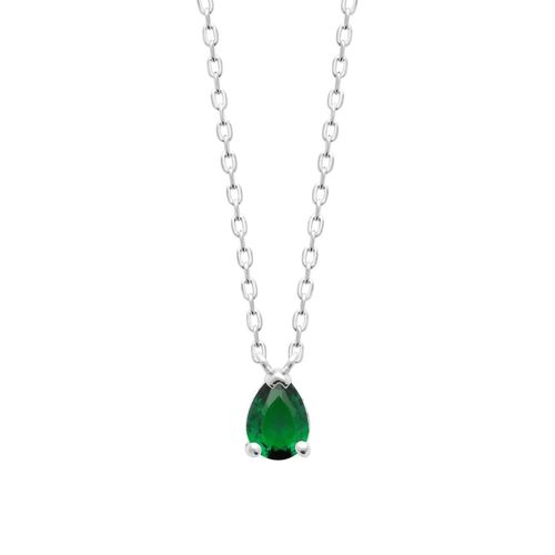 Collier Brillaxis Argent Rhodié Oxyde Vert
