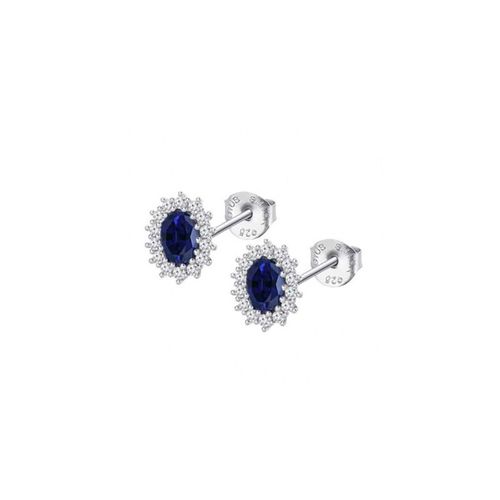 Puces D'oreilles Lotus Silver Marguerite Oxyde Bleu