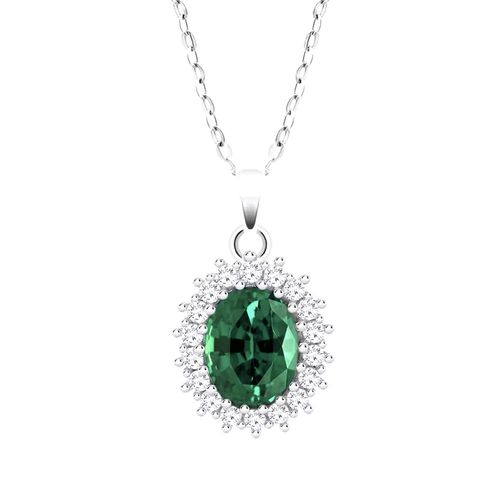 Collier Lotus Silver Marguerite Oxyde Vert