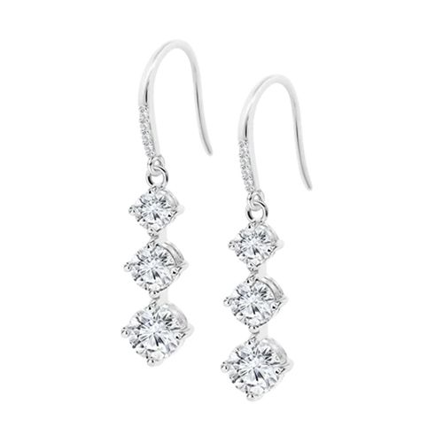 Boucles D'oreille Lotus Silver Triple Oxydes Blancs