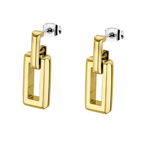 Boucles D'oreilles Lotus Style Géométrique Acier Doré