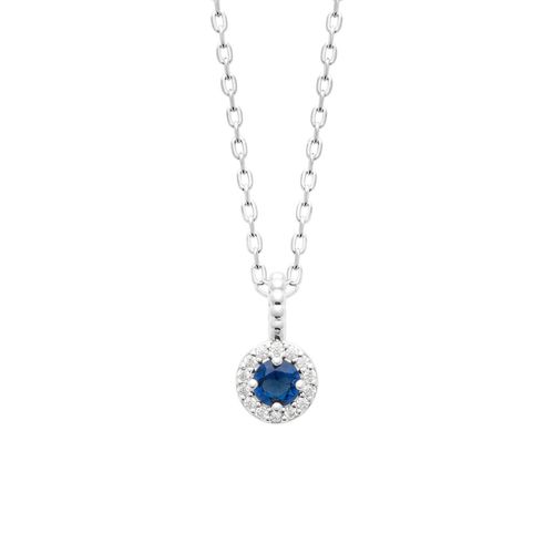 Collier Brillaxis Argent Rhodié Pendentif Oz Bleu
