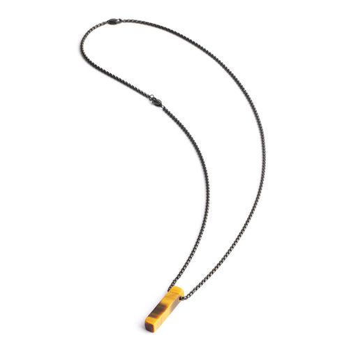 Collier Homme Gemini Tantum Oeil De Tigre Acier Noir