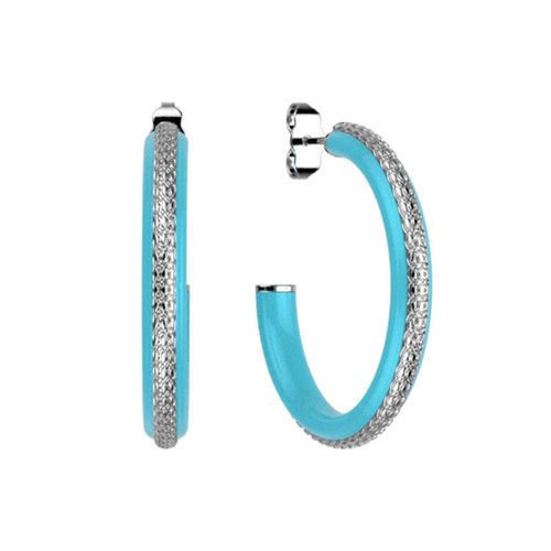 Boucles D'oreilles Créoles Les Cadettes Sunset Laque Turquoise