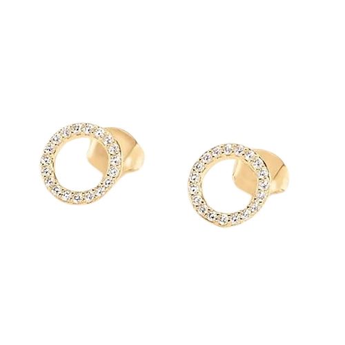 Boucles D'oreilles Agatha Rondou Dorées Cercle Ajouré Empierré