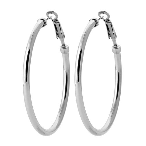 Créoles Brillaxis En Acier Fil Rond 3 Mm 50 Mm