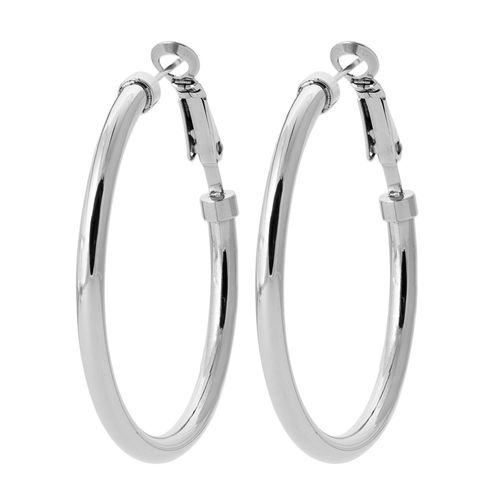 Créoles Brillaxis Acier Fil Rond 3 Mm 40 Mm Diamètre