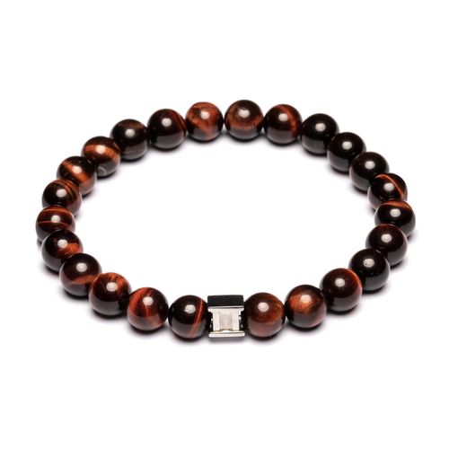 Bracelet Homme Gemini Oeil De Tigre Bordeaux L