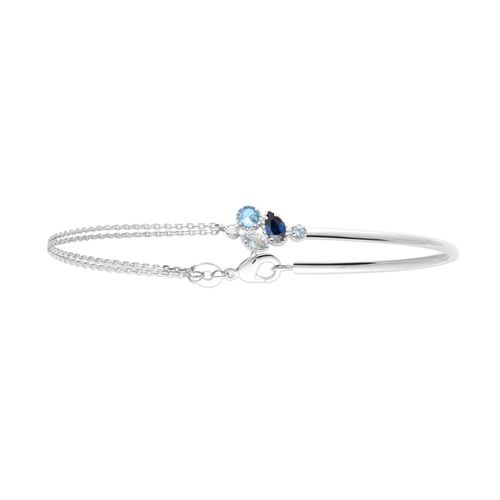 Bracelet Brillaxis Demi-Jonc Chainette Argent Rhodié Et Oxydes Colorés