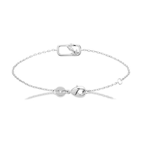 Bracelet Brillaxis Rectangulaire Argent Rhodié Design Floral Et Oxydes De Zirconium