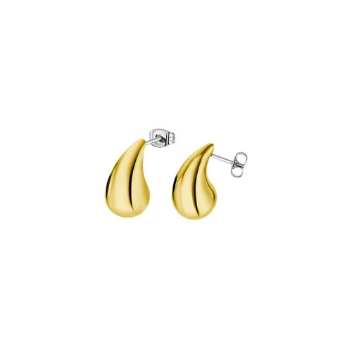 Boucles D'oreilles Goutte Lotus Style Acier Doré