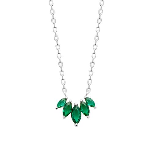 Collier Brillaxis En Argent Rhodié Et Oxydes Verts