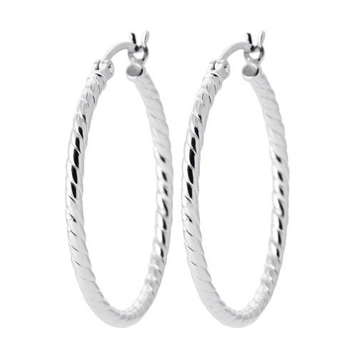 Créoles Brillaxis Torsadées En Argent Rhodié 30mm