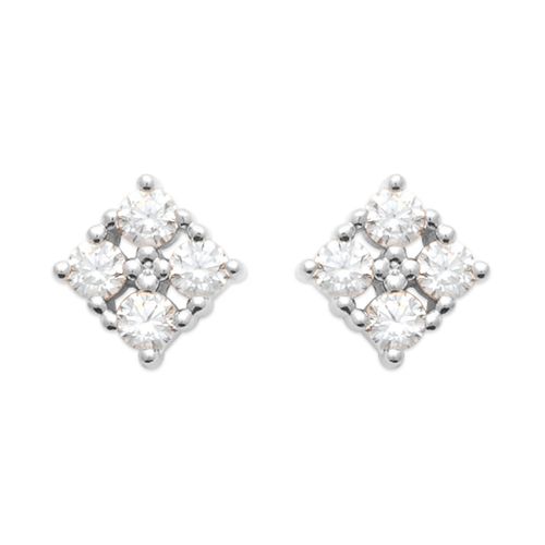 Boucles D'oreilles Brillaxis Puces Carrées En Argent Rhodié Et Oxyde