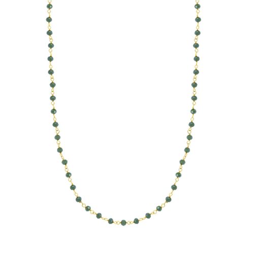 Collier Lotus Silver Trendy Doré Perles Vertes