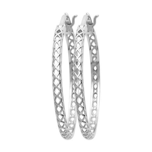 Créoles Brillaxis Motif Croisillon Argent Rhodié
