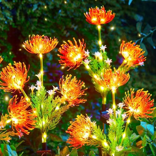 Kal-Gartendeko Lot De 4 Lampes Solaires D'extérieur Pour Extérieur, Jardin, Fleurs, Lampes Solaires Étanches Avec 3 Fleurs, Pour Pelouse, Terrasse, Balcon, Jardinière