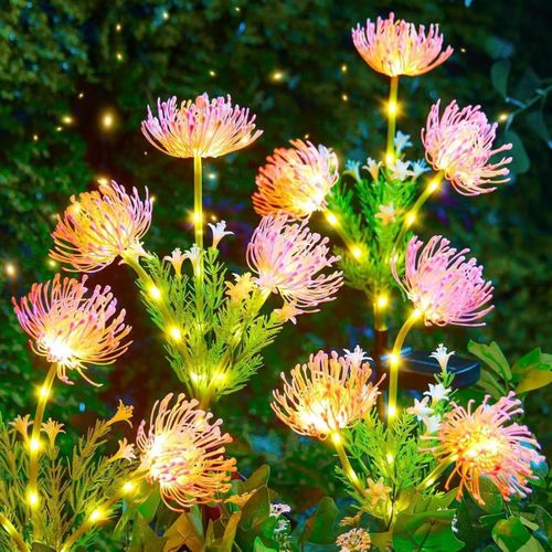 Kal-Gartendeko Lot De 4 Lampes Solaires D'extérieur Pour Extérieur, Jardin, Fleurs, Lampes Solaires Étanches Avec 3 Fleurs, Pour Pelouse, Terrasse, Balcon, Jardinière