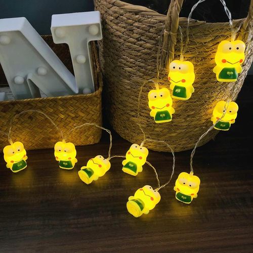 Kal-Jolies Guirlandes Lumineuses En Forme De Grenouille,Grenouille Décoratif Fée Lampe Alimenté Par Batterie Pour Fête, Noël, Halloween, Mariage (1.65m/10led, Princesse Grenouille)