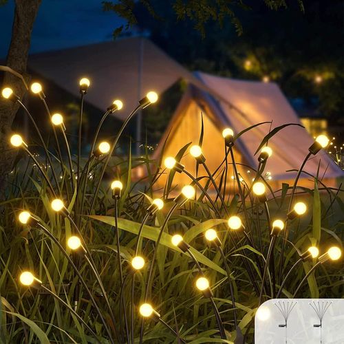 Kal-Lumiere Solaire Exterieur Decorative, 2 Pièces 6 Led Lampe Solaire Exterieur Jardin Decoration Jardin Exterieur, Étanche Lumière Solaire Extérieure Luciole Solaire Exterieur Jardin Pour Patio Bal