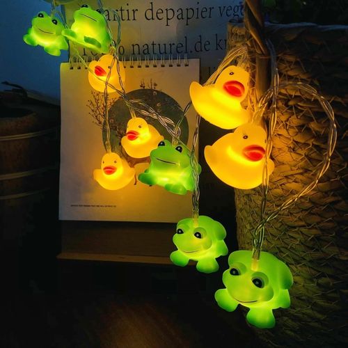 Kal-Guirlande Lumineuse Grenouille Et Canard Lampe, Veilleuse Alimenté Par Pile, Pour Jardin, Mariage, Fête, Noël, Halloween Décoration (1.65m/10led, Grenouille Et Canard)