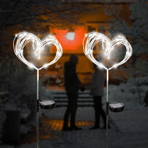 Kal-Lampes Solaire Exterieur Jardin 2 Paquet 120led Lumières Solaires De Feux D'artifice - 2 Modes Éclairage Solaire Jardin Décorationpour L'extérieur, Jardin,Sapin,Mariage (Blanc Froid)